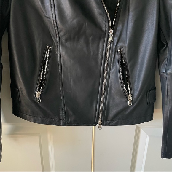 Emporio Armani Black Lambskin Nappa Leather Moto Biker Jacket - Picture 7 of 15